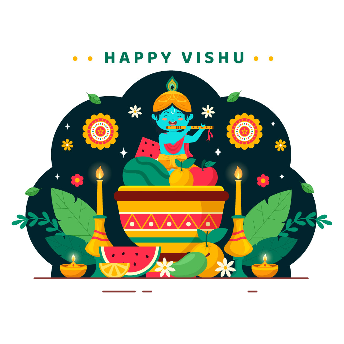 12 Happy Vishu Illustration preview image.