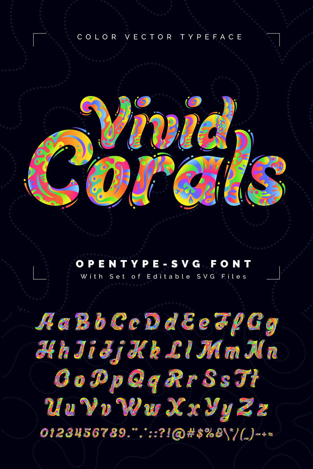 Vivid Corals — Color Vector Font pinterest preview image.