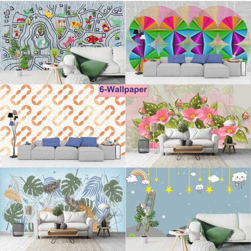 Paper, usually with printed decorative patterns in color, for pasting on and covering the walls or ceilings of rooms, hallways, etc any fabric, foil, vinyl material, etc, used as a wall or ceiling covering cover image.