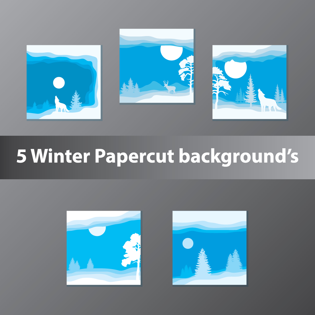 5 Winter Papercut Background's preview image.