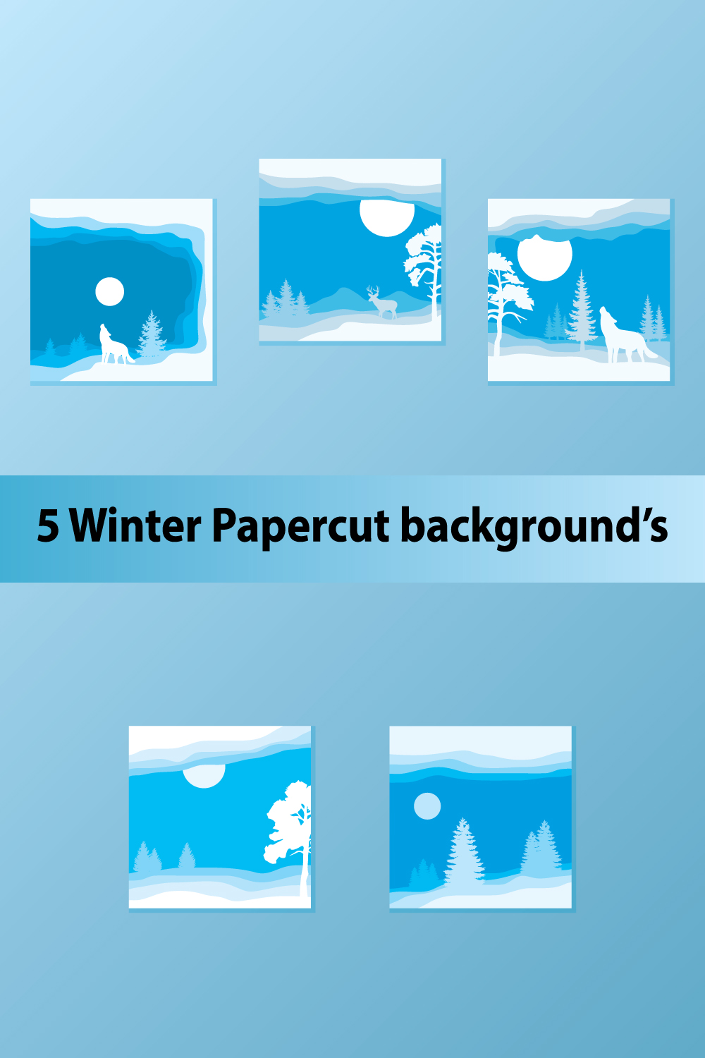 5 Winter Papercut Background's pinterest preview image.