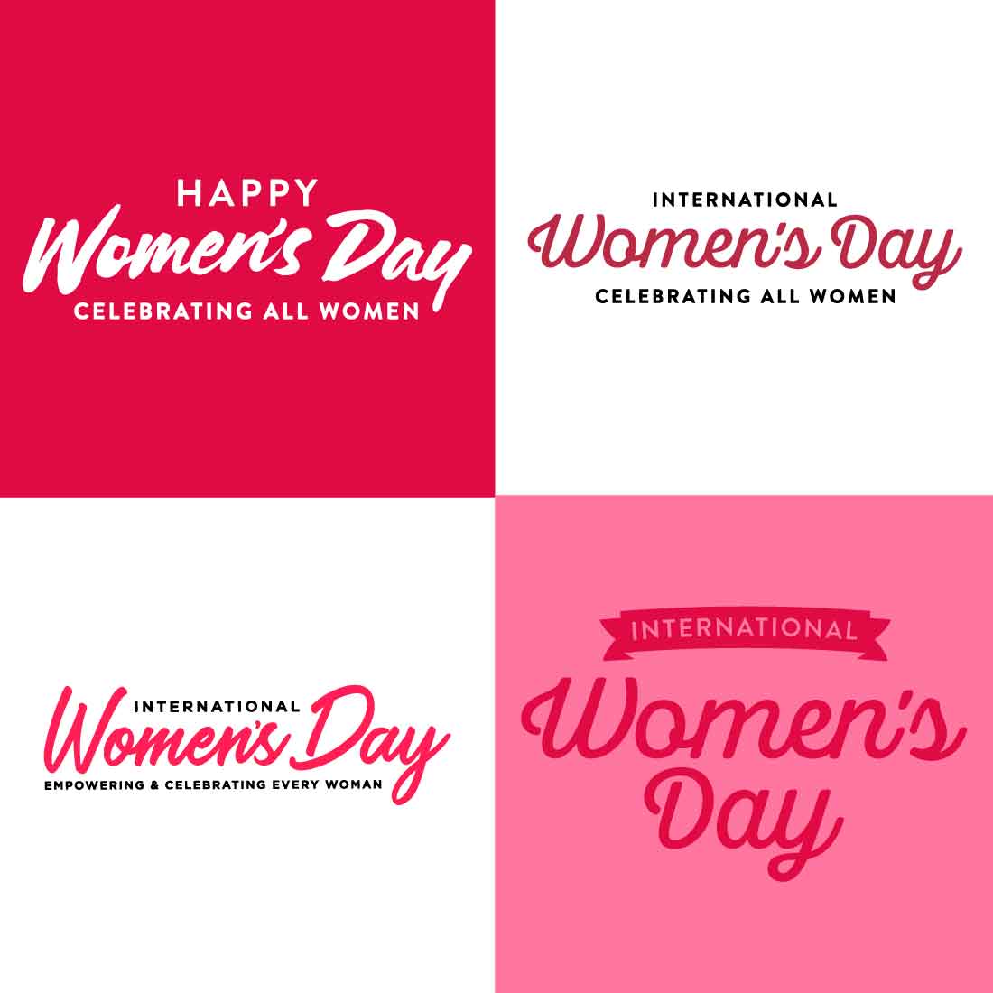 4 Bundle Women Day Text Title, Women day, vector women day typography preview image.