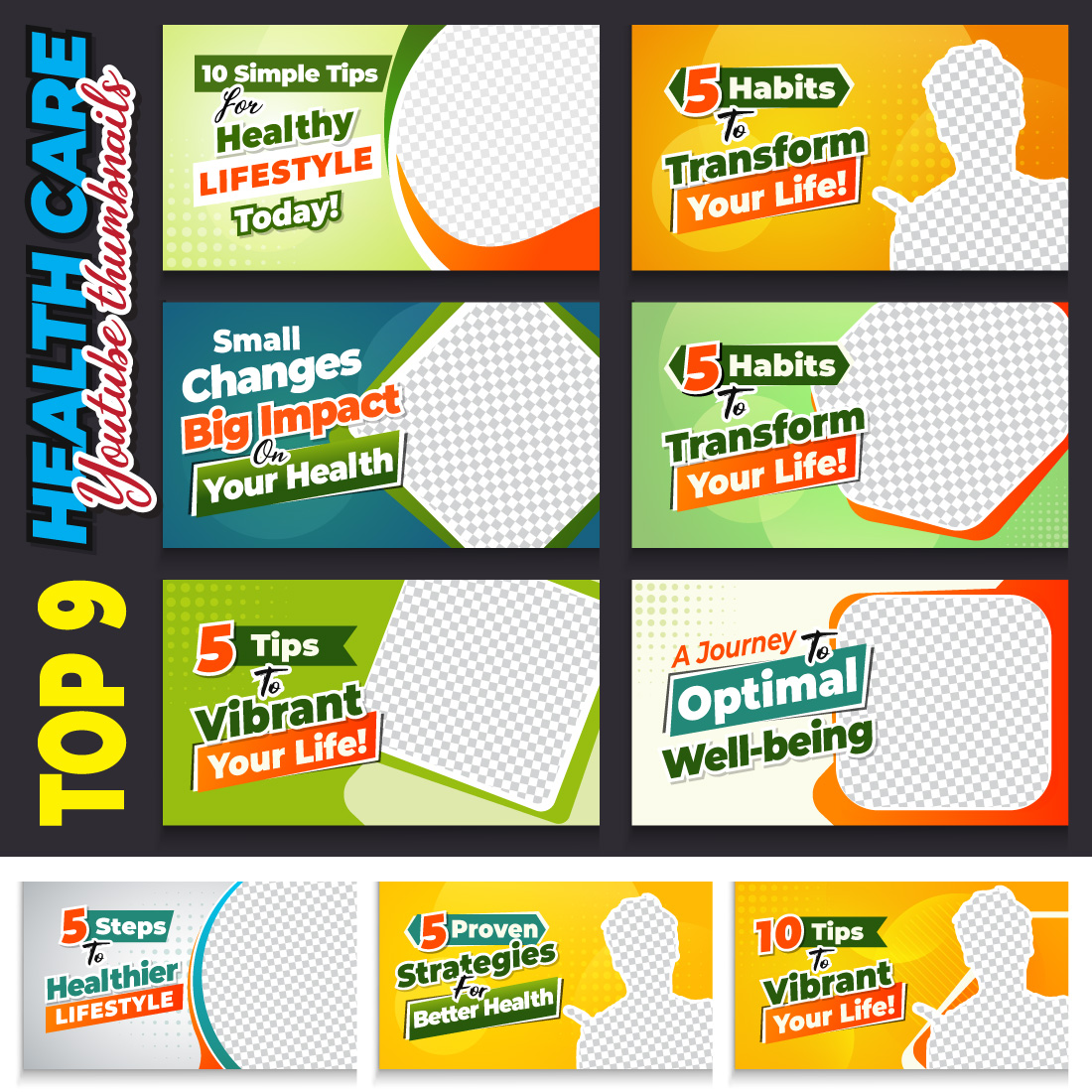 Top Eye-catching best YouTube thumbnail design Bundles for high engaging and clickable Medical Health care video cover banner cover image.