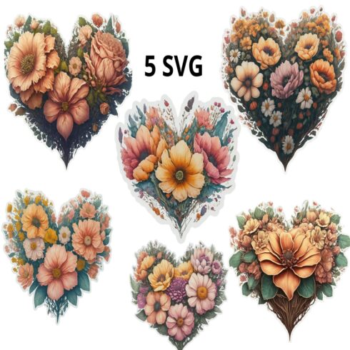 Happy Valentine's Day svg, Valentines day svg bundle, 5 HEART SVG, Heart sticker, Vector, ClipArt, Svg color hearts, Instant Digital Download cover image.