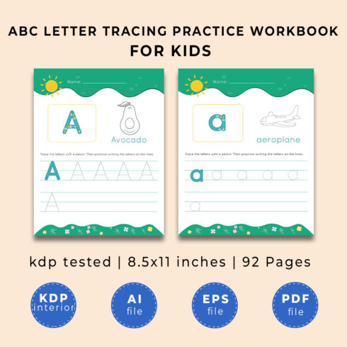ABC Alphabet Letter Tracing Practice Workbook For Kids cover image.
