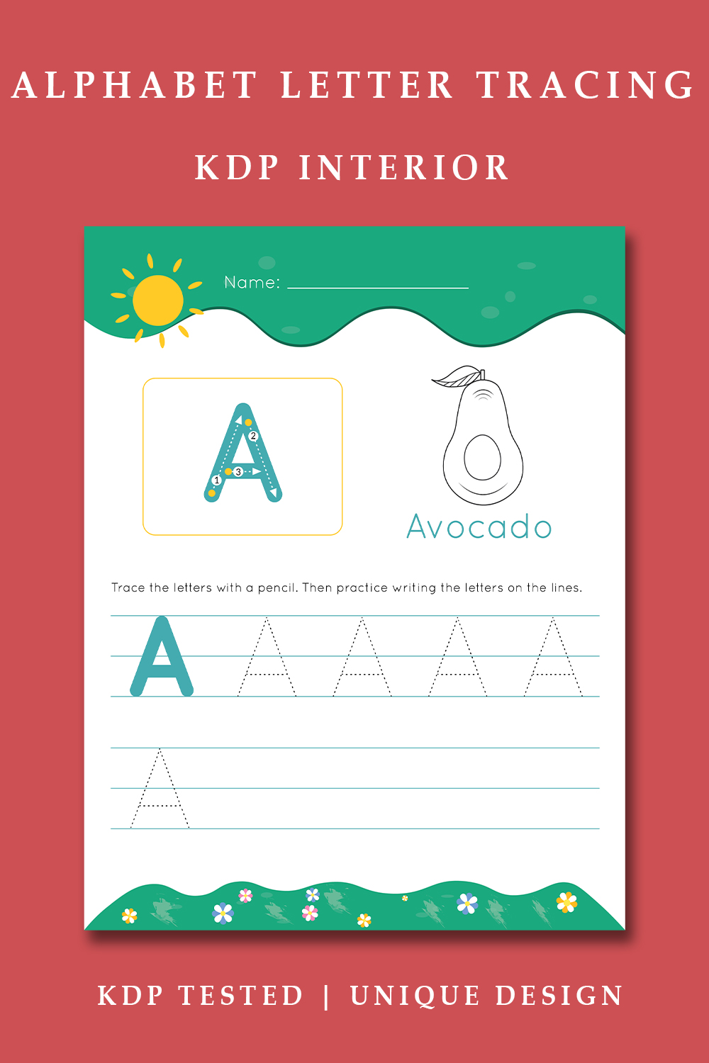 ABC Alphabet Letter Tracing Practice Workbook For Kids pinterest preview image.