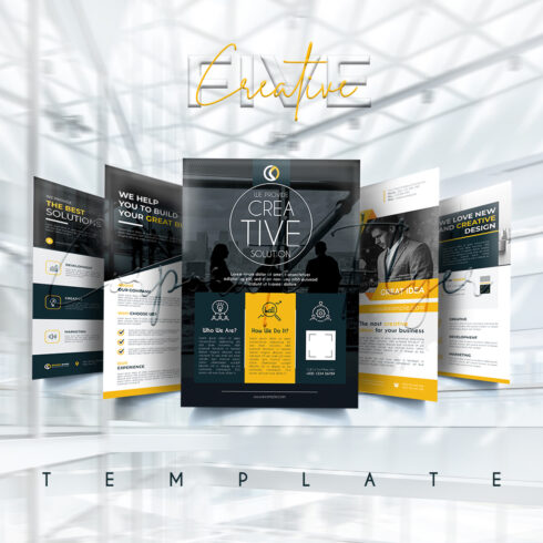 Professional corporate business flyer template, cover image.