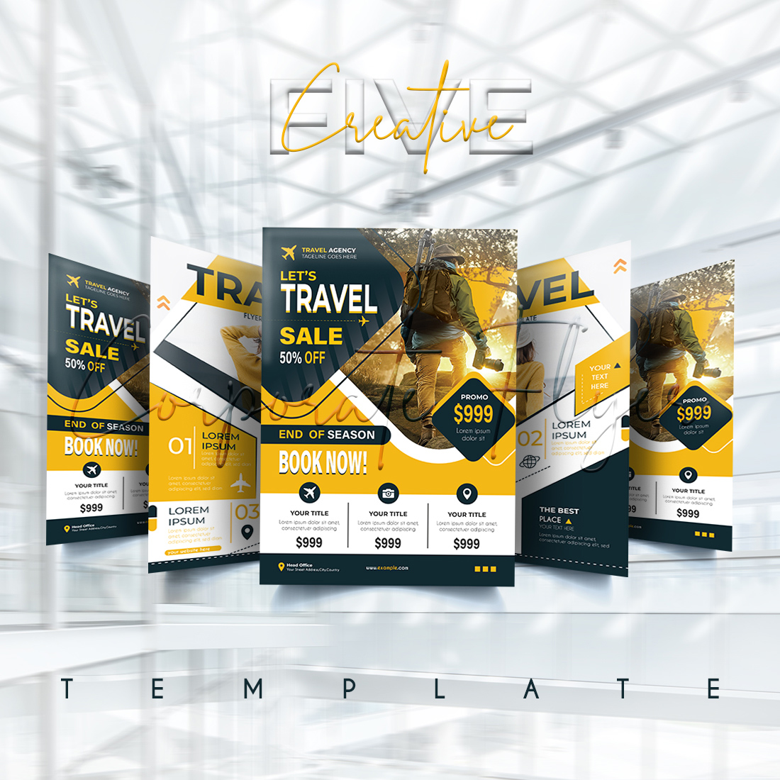 Travel agency flyer template preview image.