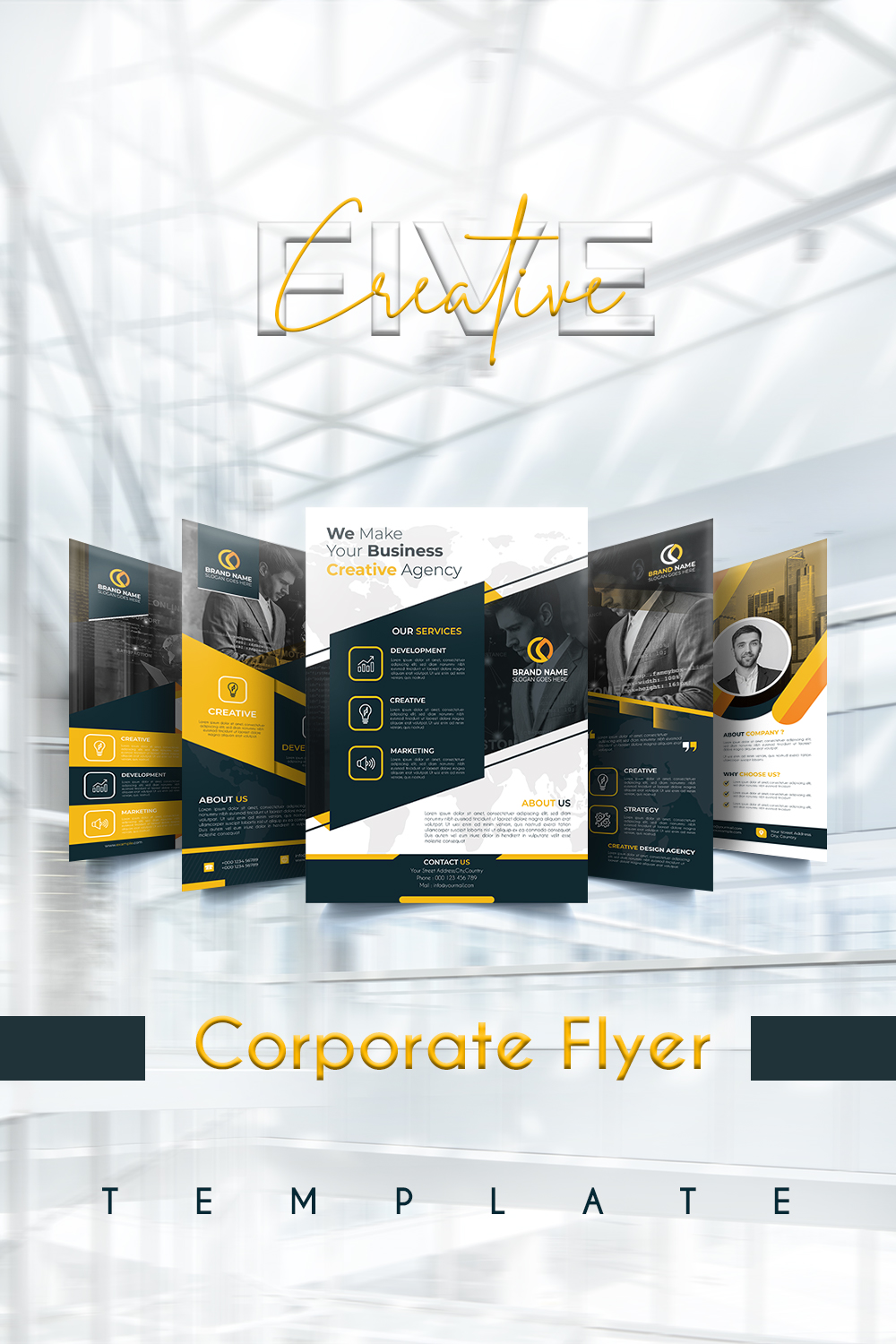 Professional corporate business flyer template pinterest preview image.