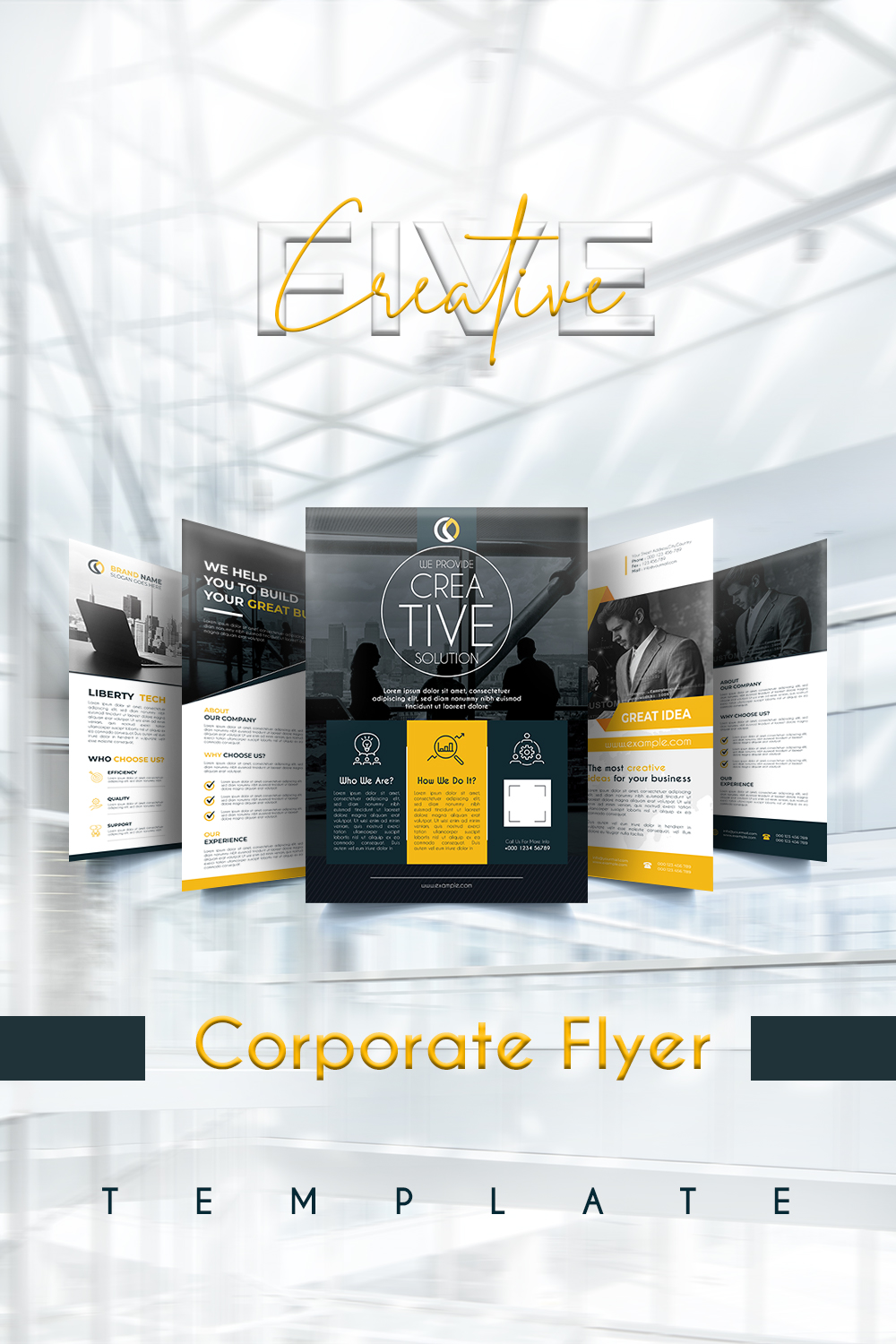 Professional corporate business flyer template, pinterest preview image.