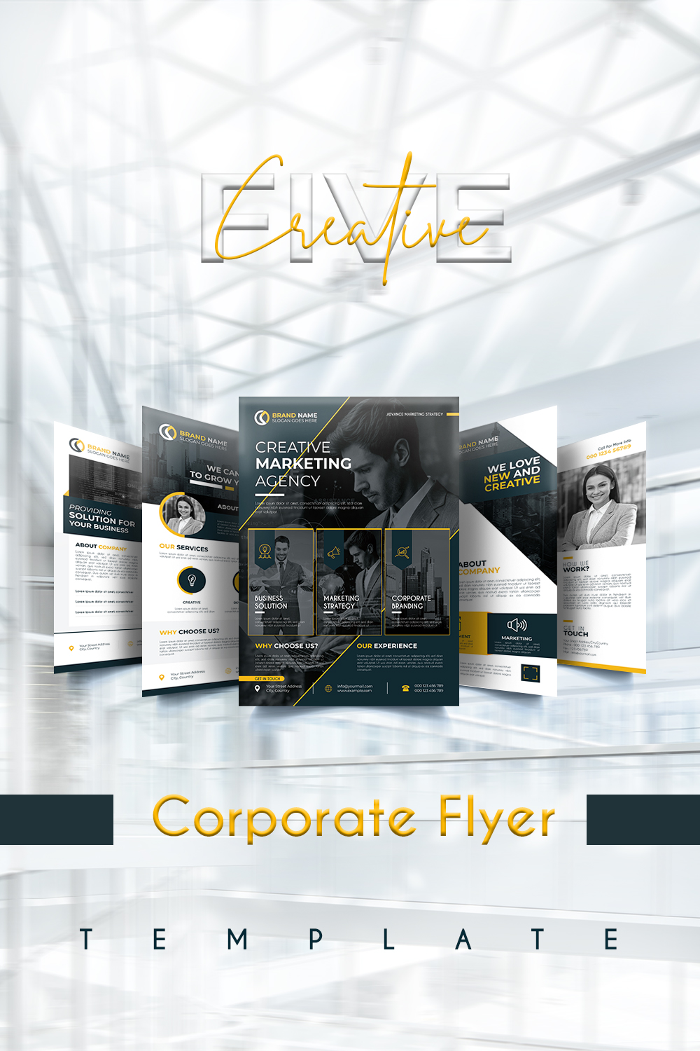 Professional corporate business flyer template pinterest preview image.