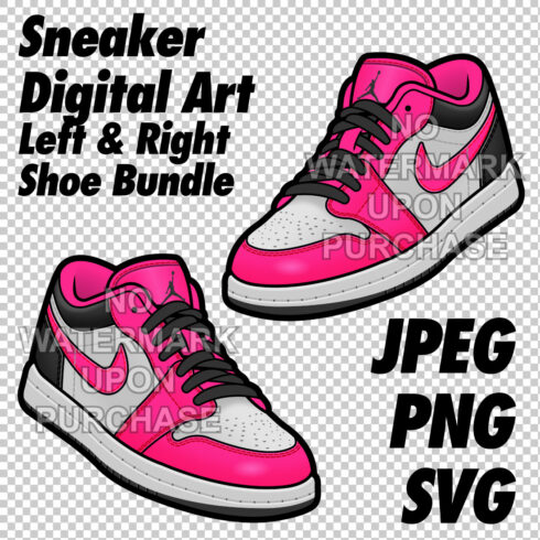 Air Jordan 1 Low Fierce Pink JPEG PNG SVG Sneaker Art right & left shoe bundle cover image.