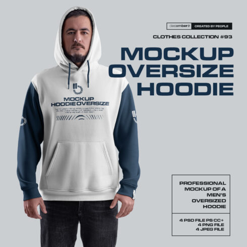 4 Mockups Oversize Hoodie vol2 Front, Back and Side View cover image.