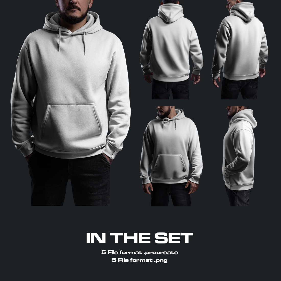 5 Mockups Oversize Hoodie for Procreate preview image.