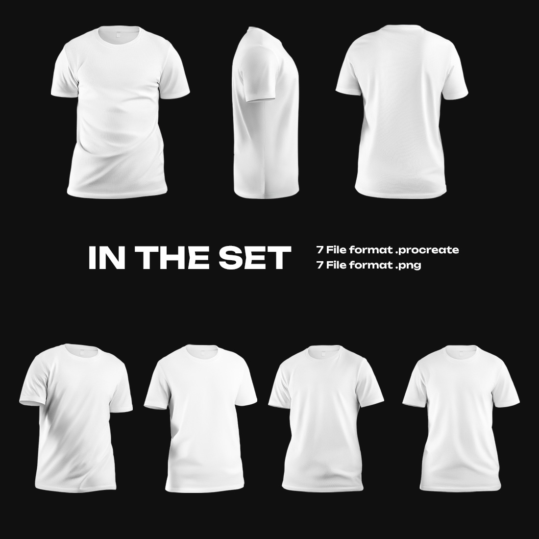 7 Mockups Man T-Shirt for Procreate preview image.