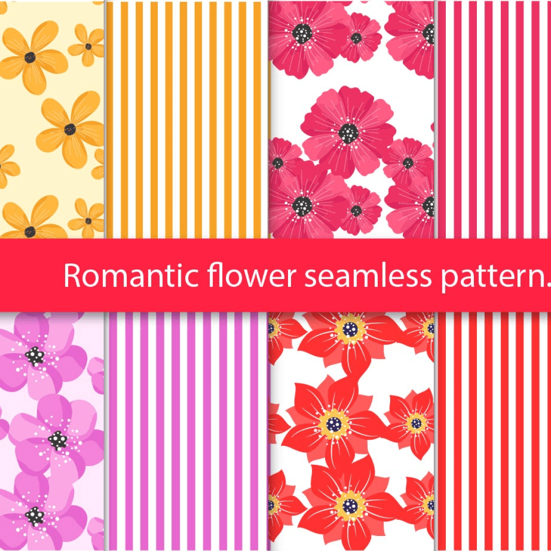 Romantic Seamless Pattern Flower preview image.