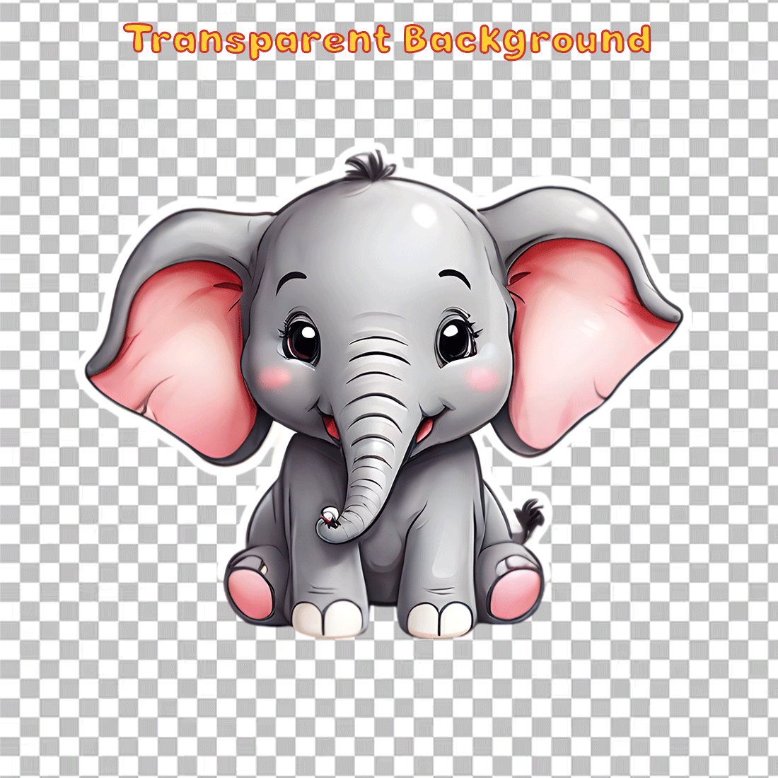 Cute Elephant Sticker 3 PNG's preview image.