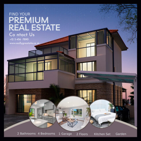 Blue Minimalist Premium Real Estate Instagram Post cover image.