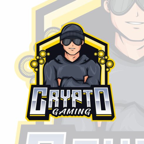 Crypto Guy Mascot Logo Template cover image.