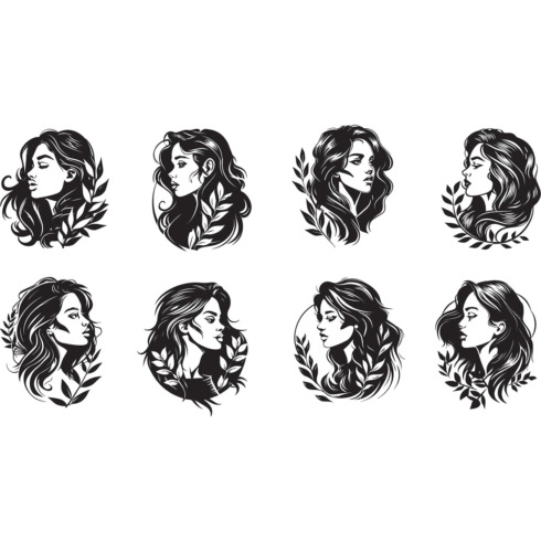Beauty logo Beautiful woman silhouette Line art drawn female face skin care logo cover image.