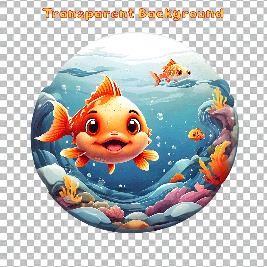 Cute Fish Aquarium Sticker 3 PNG's preview image.