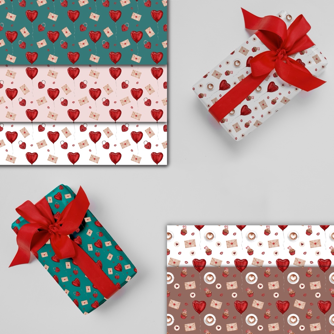 Collection of Valentine's Day patterns preview image.