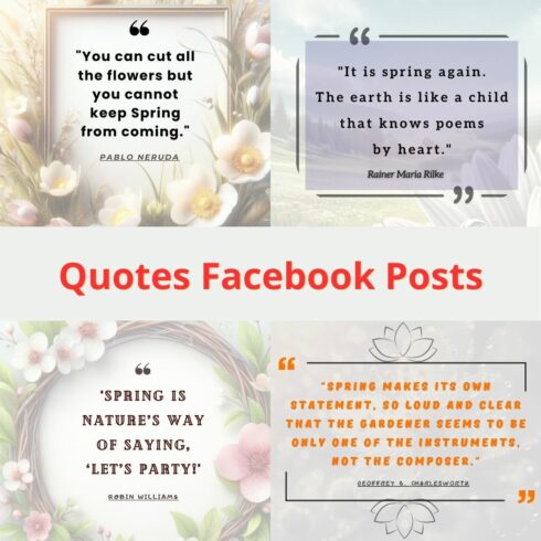 Quotes Facebook Post Set of quotes about spring for Facebook posts cover image.