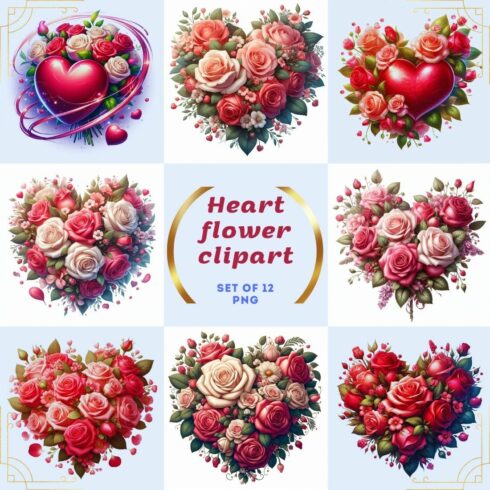 Heart flower clipart cover image.