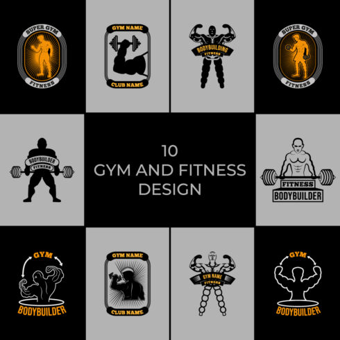 Gym and Fitness T Shirt Designs Bundle cover image.