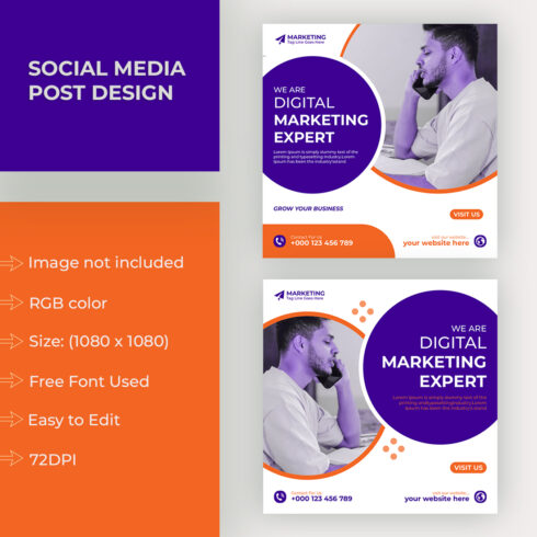 Digital marketing, social media posts and Instagram template design cover image.