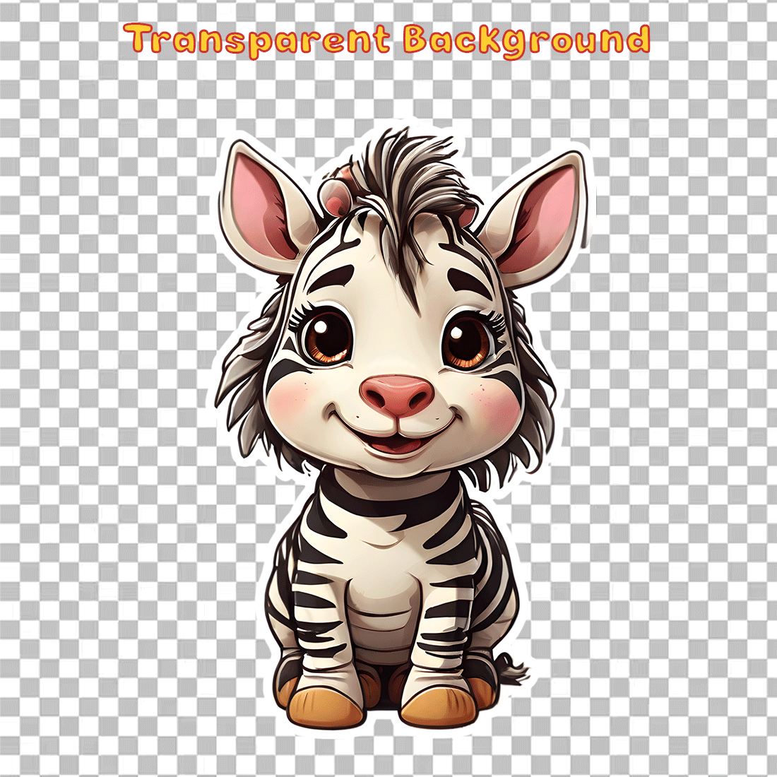 Cute Zebra Sticker 4 PNG's preview image.