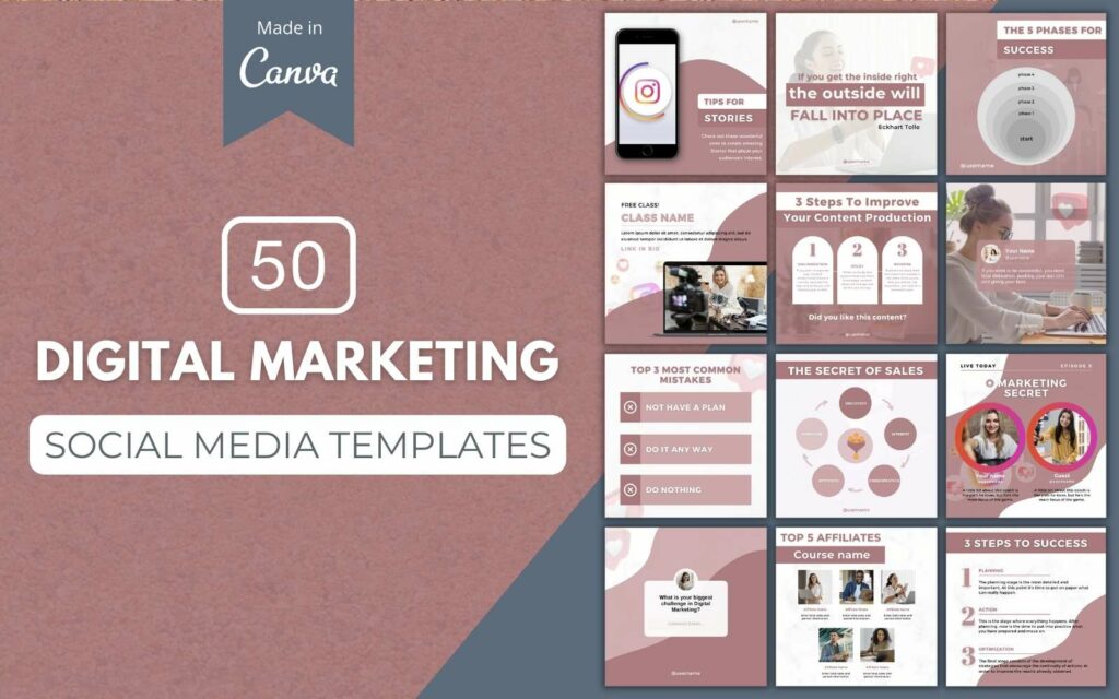 50 Premium Digital Marketing Canva Templates For Social Media ...