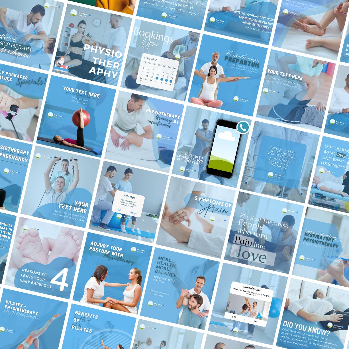 50 Premium Physiotherapy Canva Templates For Social Media preview image.