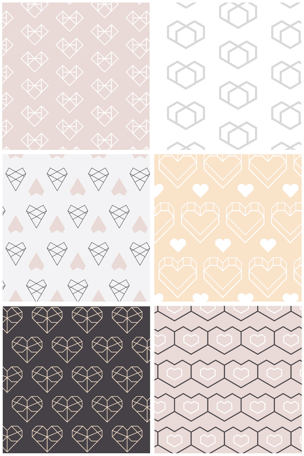 Geometric Hearts Patterns pinterest preview image.