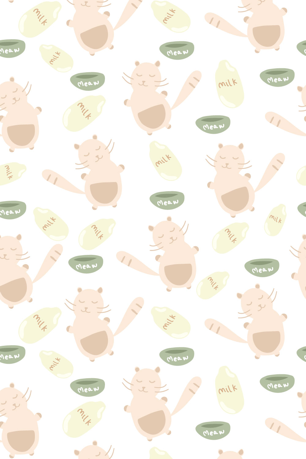 Meow Cat Seamless Pattern pinterest preview image.