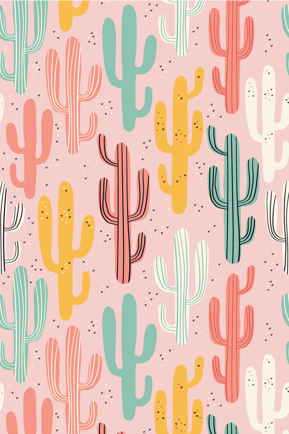 Long Cacti Pattern pinterest preview image.