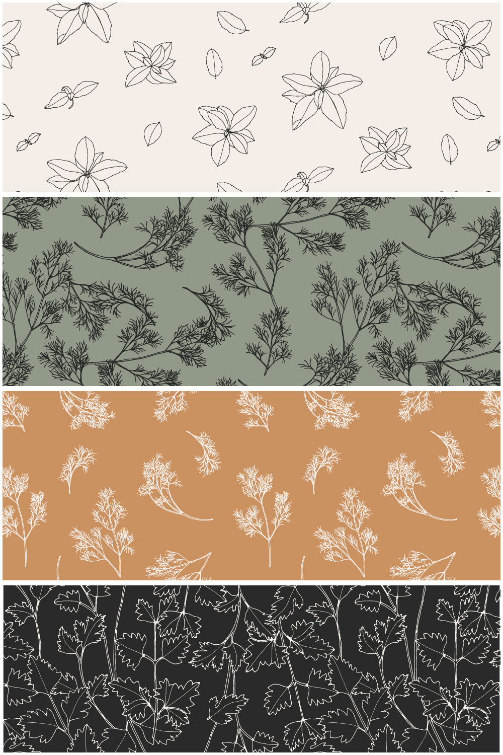 Herbs Patterns Illustrations pinterest preview image.