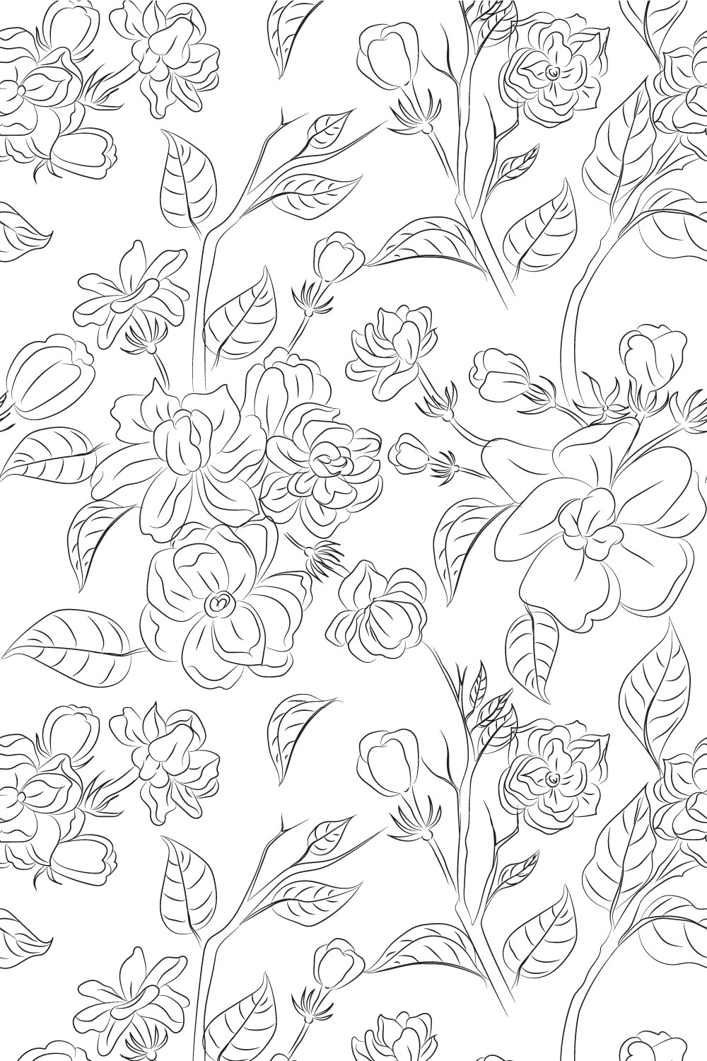 Jasmine Flower Line Art pinterest preview image.