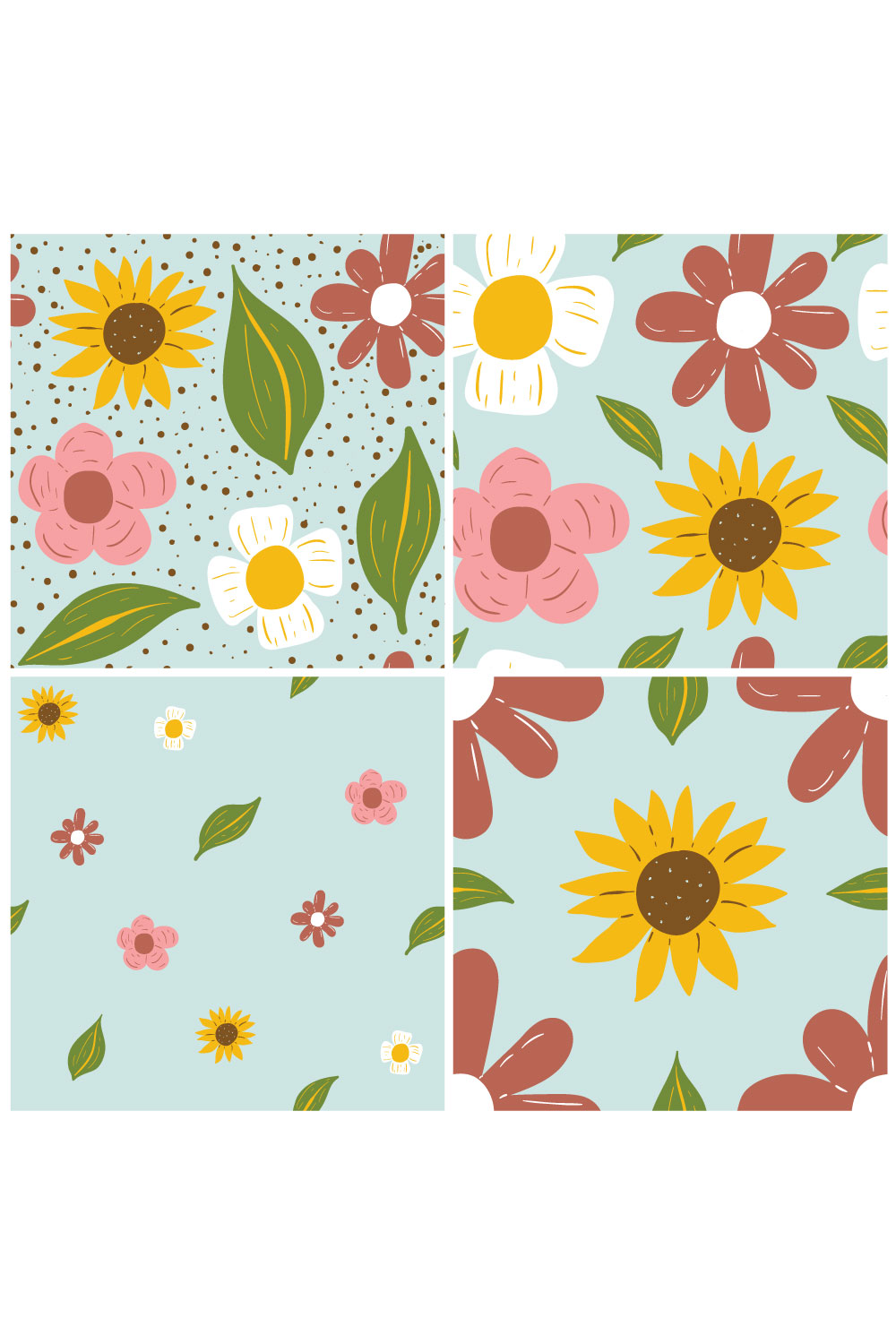 Flower Seamless Pattern pinterest preview image.