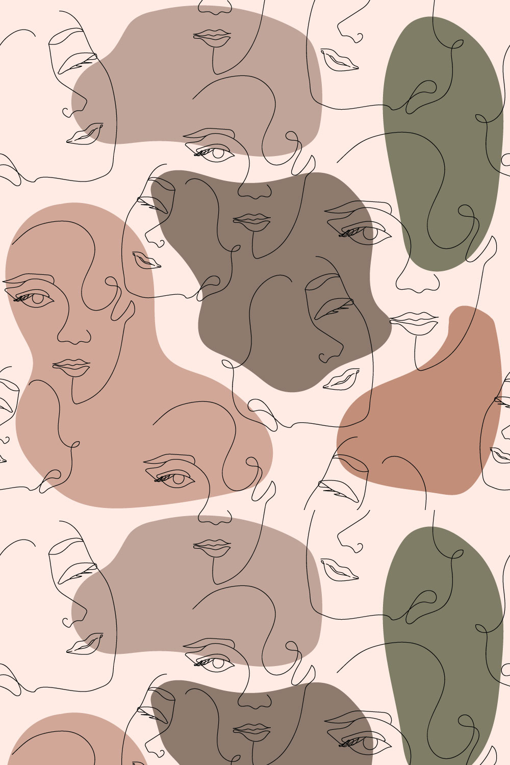 Face Line Art Seamless Pattern pinterest preview image.