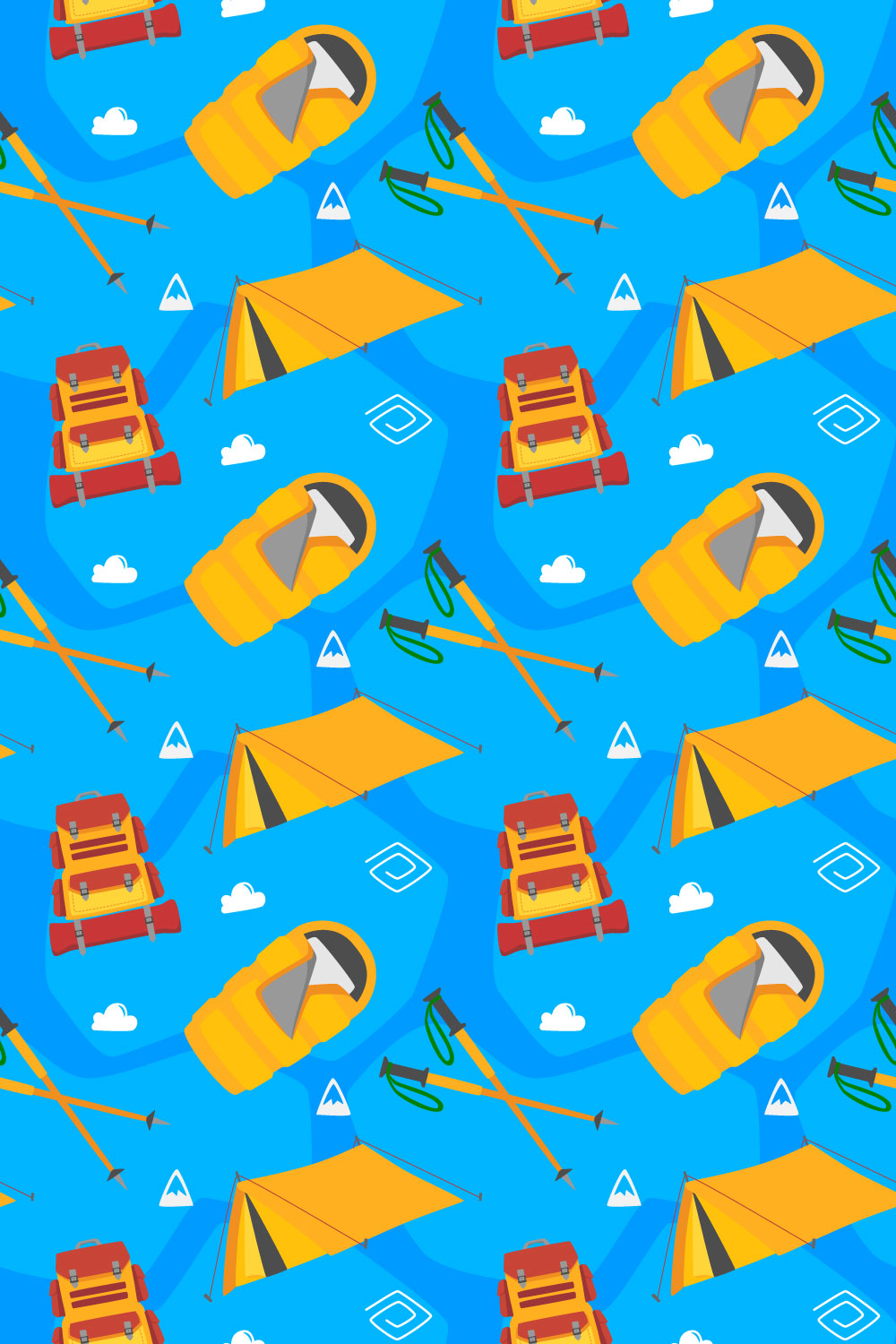Hiking Seamless Pattern pinterest preview image.