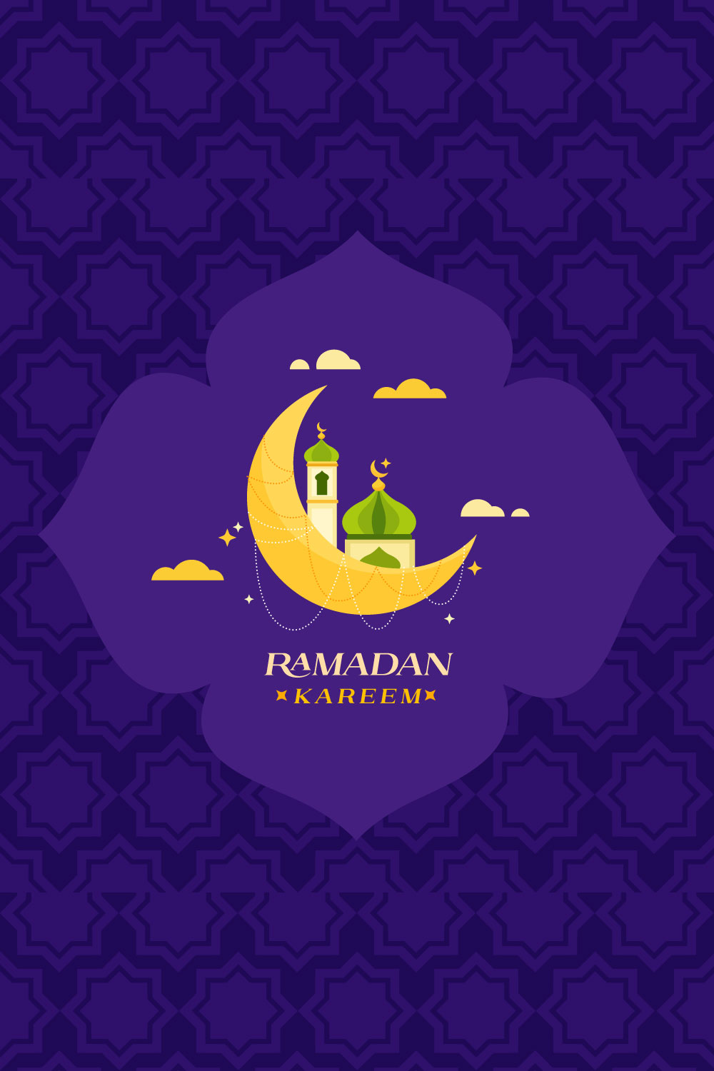 Flat Ramadan Kareem Moon pinterest preview image.