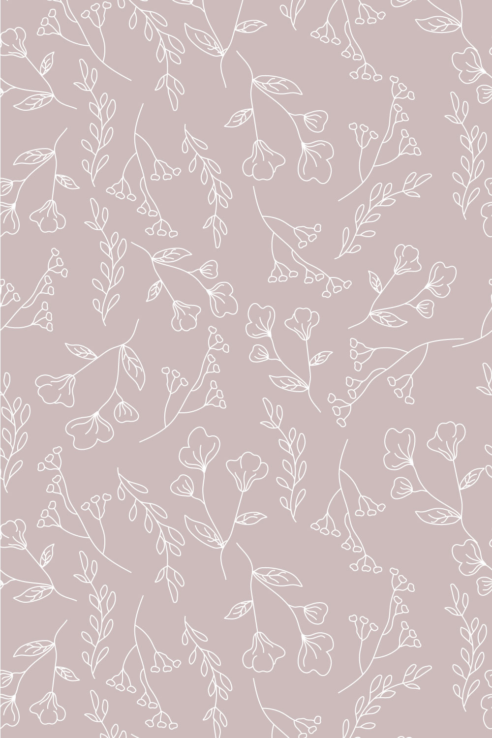 Pastel Line Flower Seamless Pattern pinterest preview image.