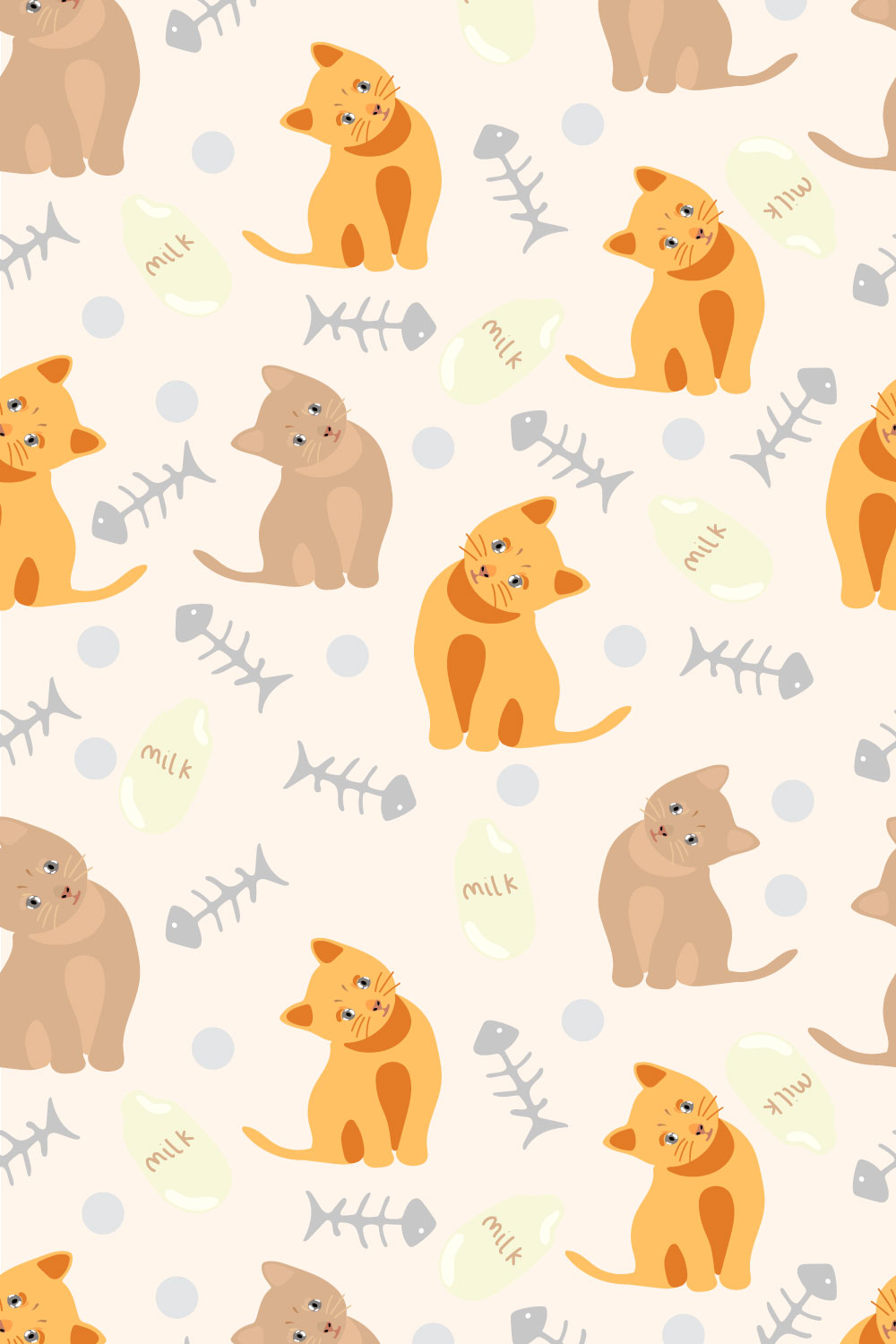 Curious Cat Seamless Pattern pinterest preview image.