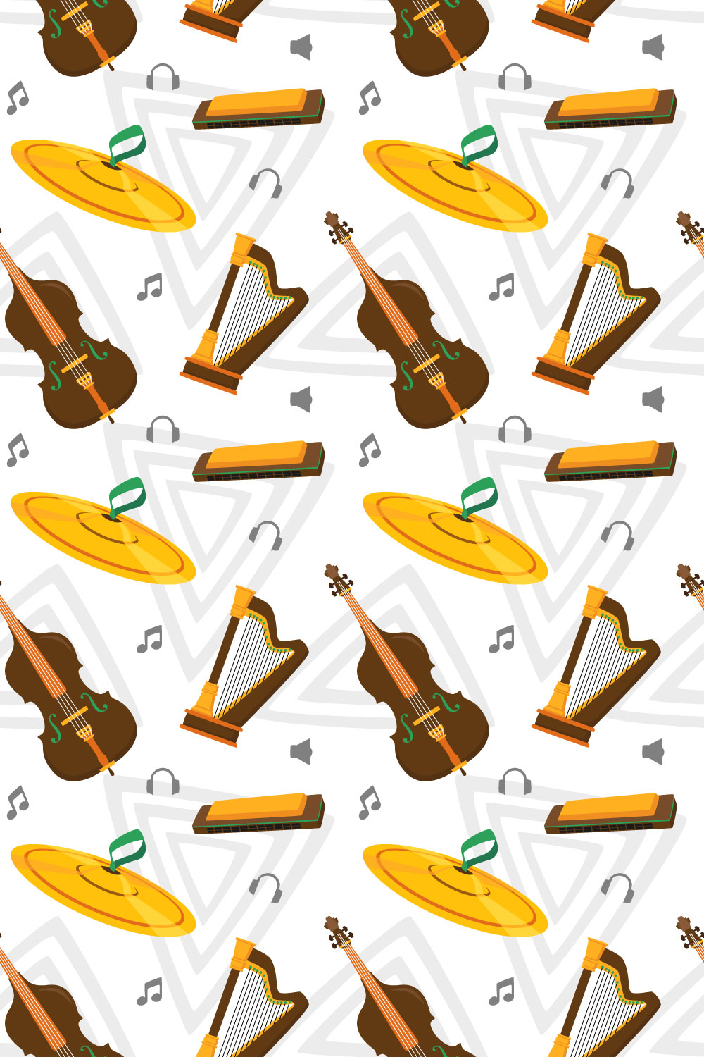 Musical Instrument Seamless Pattern pinterest preview image.