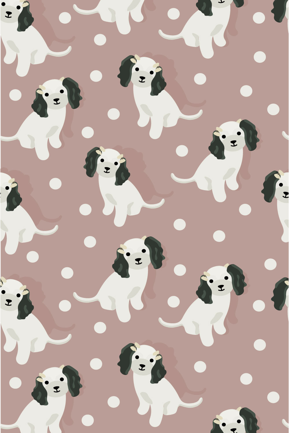 Cute Puppy Seamless Pattern pinterest preview image.