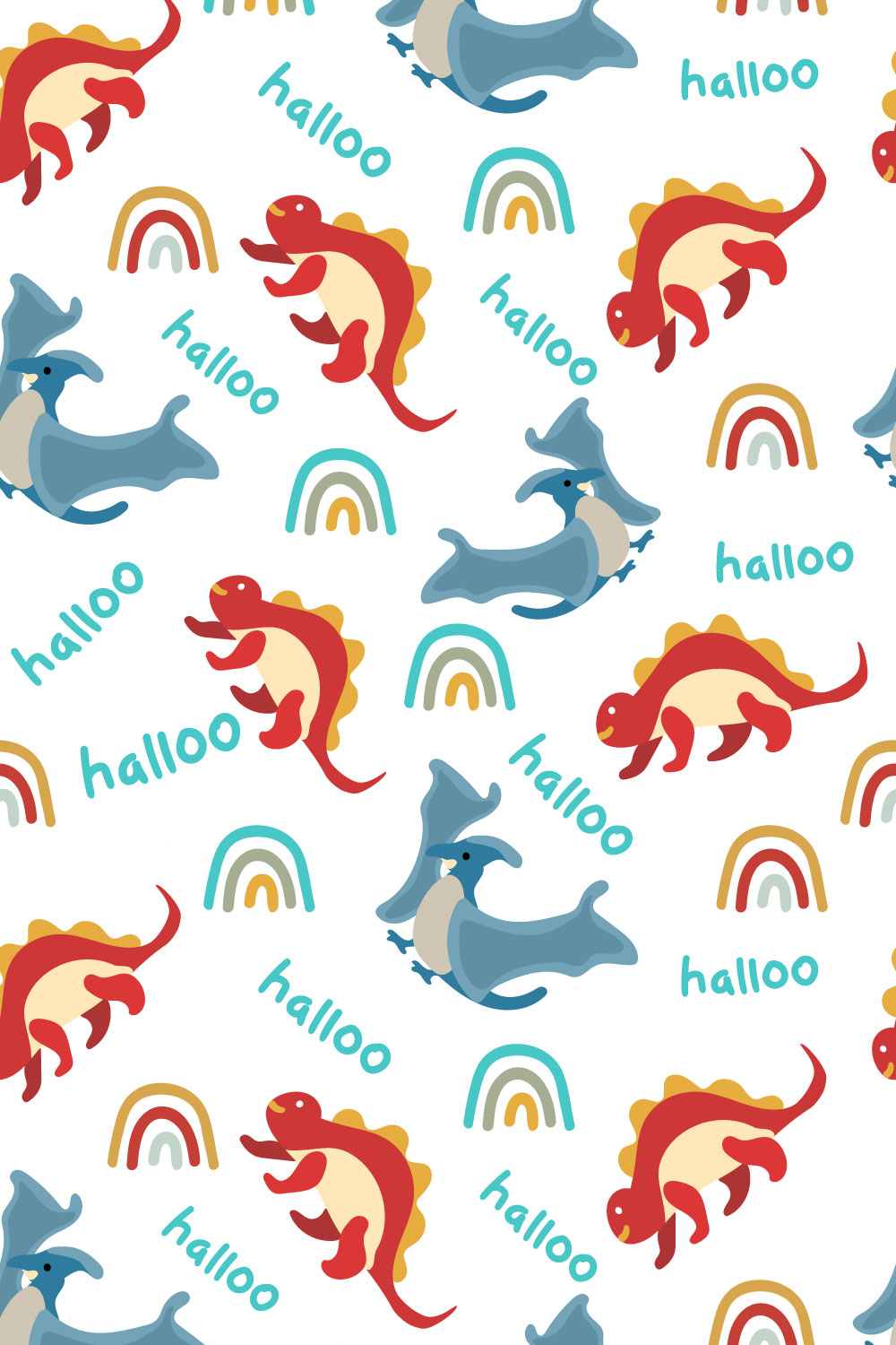 Dino Seamless Pattern pinterest preview image.