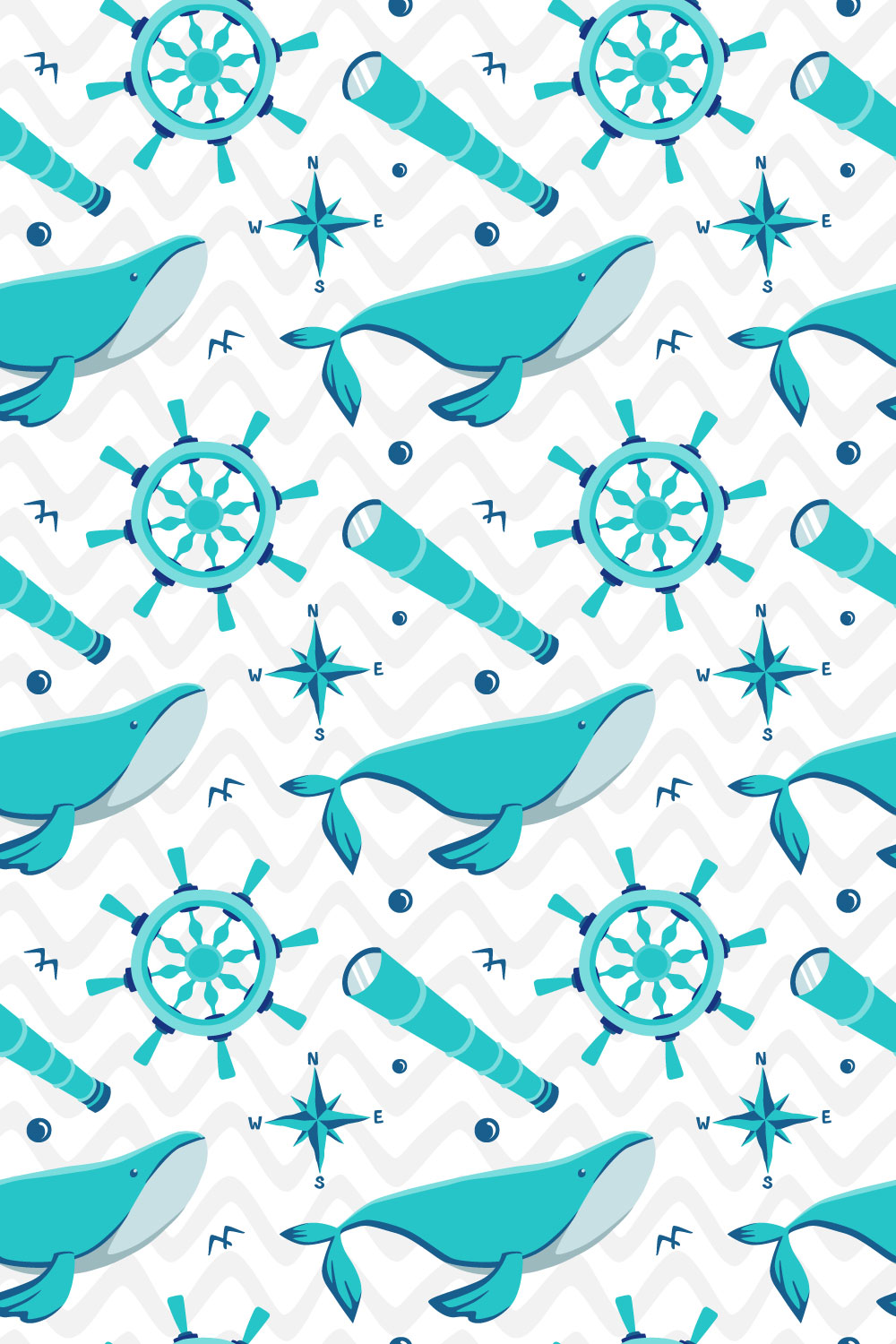 Nautical Seamless Pattern pinterest preview image.
