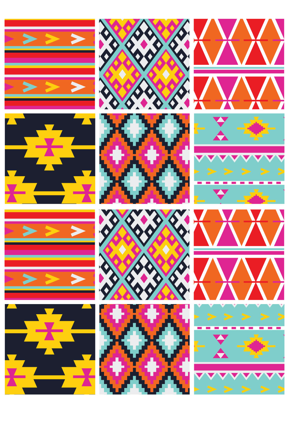 Electro Boho Seamless Vector Patterns pinterest preview image.