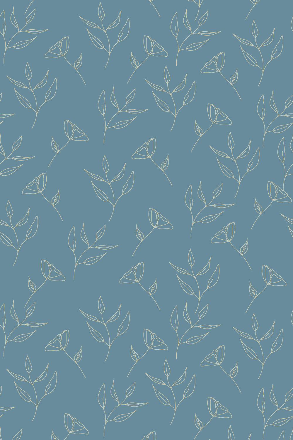 Flower Line Seamless Pattern pinterest preview image.